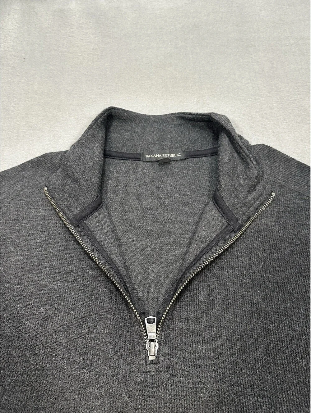 Banana Republic Men’s XL Quarter Zip Pullover Sweater Gray Cotton Blend